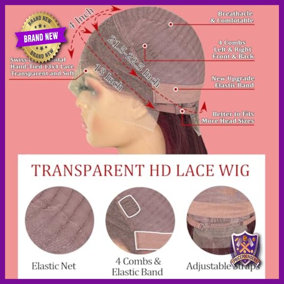 30 Inch Human Hair Lace Front Wig Glueless Straight Full Frontal 13x4